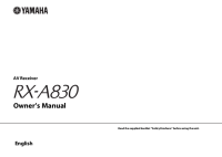 Yamaha RXA-830 - Owners Manual